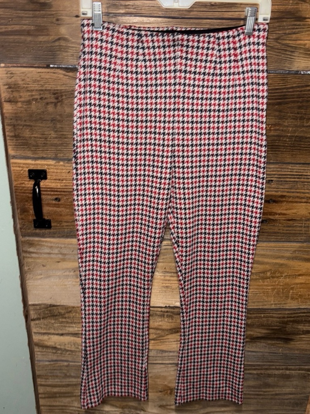 Free People Houndstooth Pants in Red, Black & White
